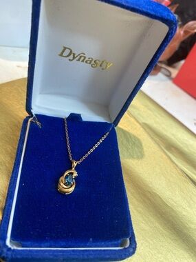 Vintage Necklace with Blue Stone Pendant